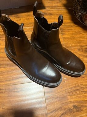 H&M Men's Dark Brown Leather Chelsea-Style Chukka Boots